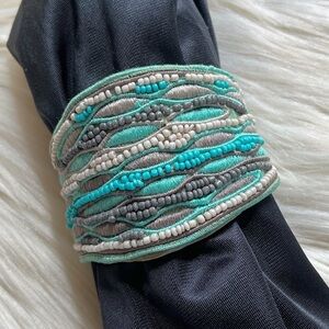 Turquoise Beaded Wrap Cuff Bracelet